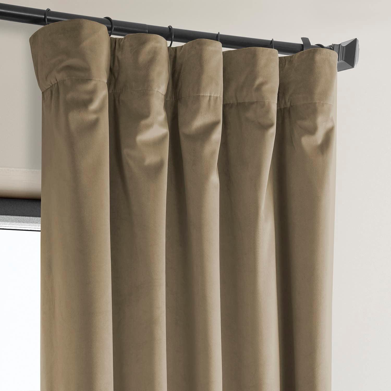 Half Price Drapes Museum Taupe Heritage Plush Velvet Room Darkening Curtains (1 Panel), 50W X 120L