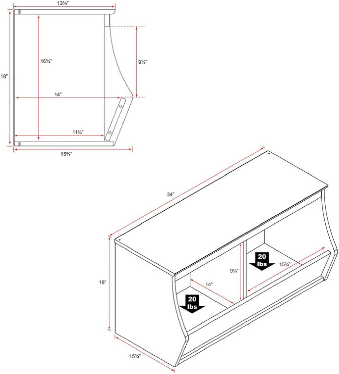 Prepac Fremont Entryway Storage Cubbie - 4 Bin - White: Laminated Organizer, Metal Hardware, Particle Board Frame