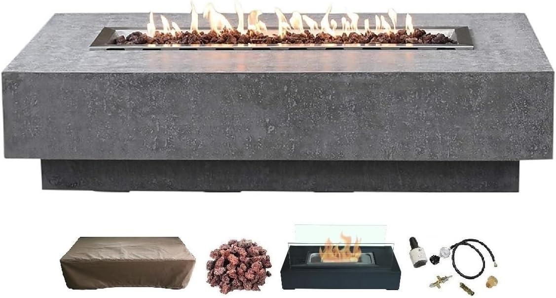 Hampton 56" Outdoor Fire Pit Propane Table Backyard Patio Heater - Elementi: Weather-Resistant, No Assembly Required