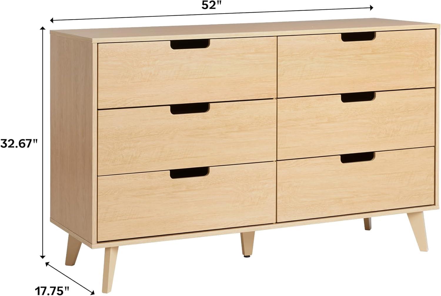 Walker Edison Modern 6-Drawer Dresser with Cut-Out Handles, Riviera