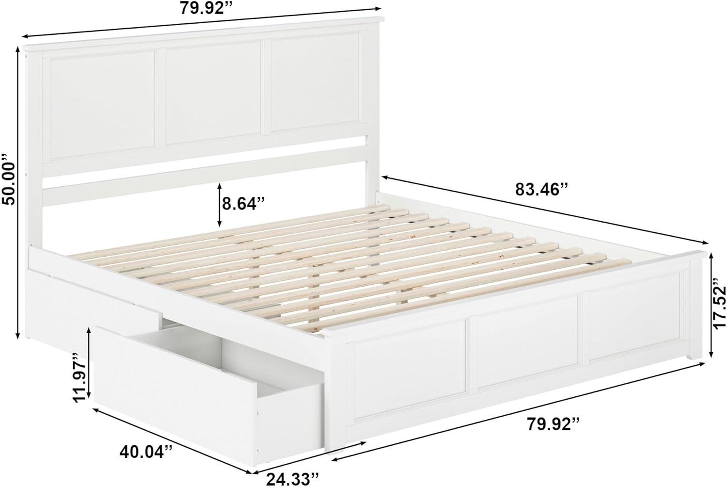 Madison Solid Wood Platform Bed with Matching Footboard & Storage Drawers