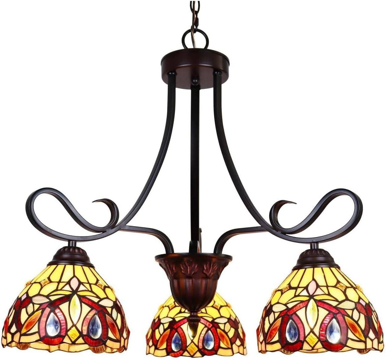 Radiance Goods Victorian Tiffany-Style Dark Bronze 3 Light Mini Chandelier 25" Wide