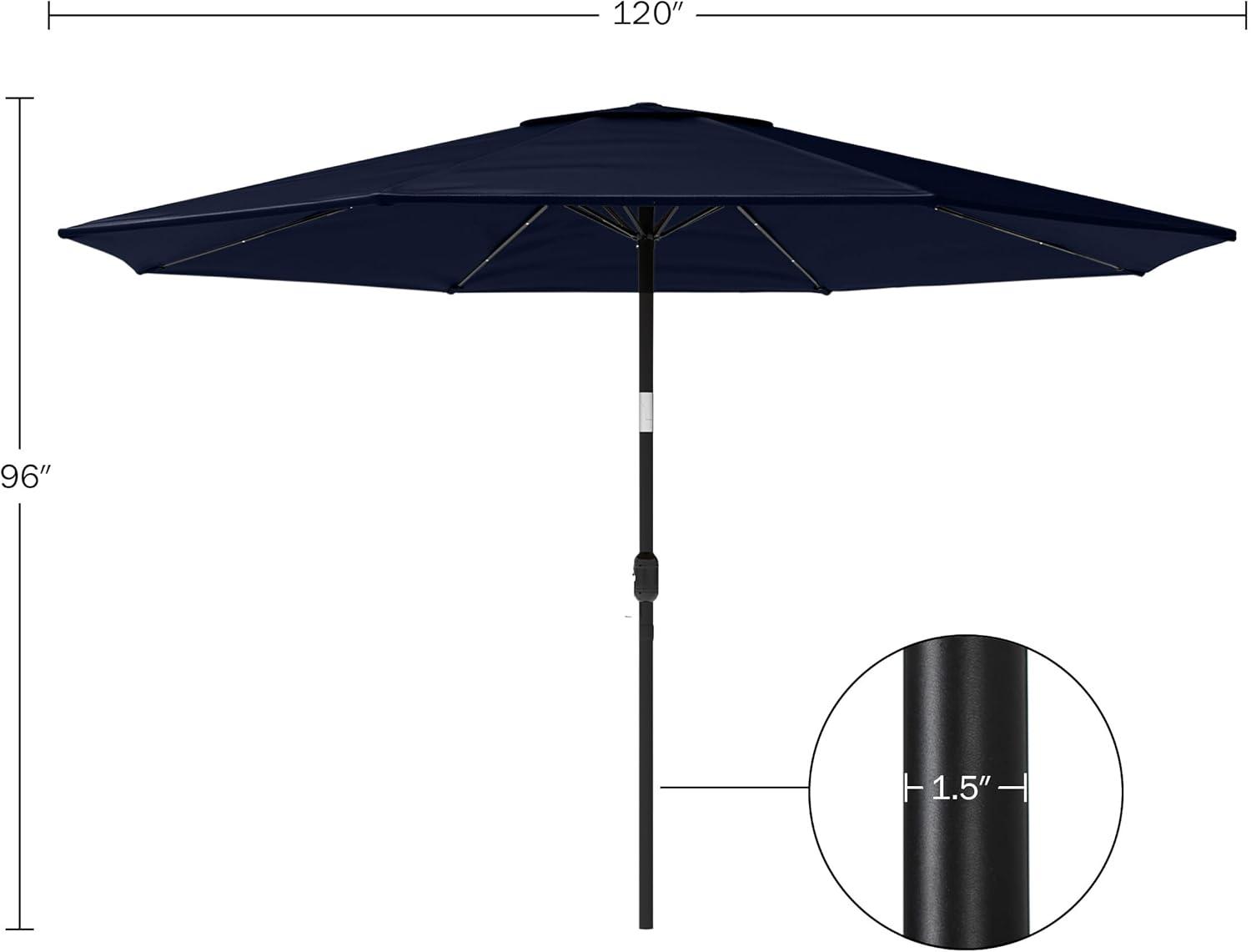 Pure Garden 10' Octagon Outdoor Patio Market Umbrella with Lights: UV Protection, Solar LED, Crank Handle, Push-Button Tilt