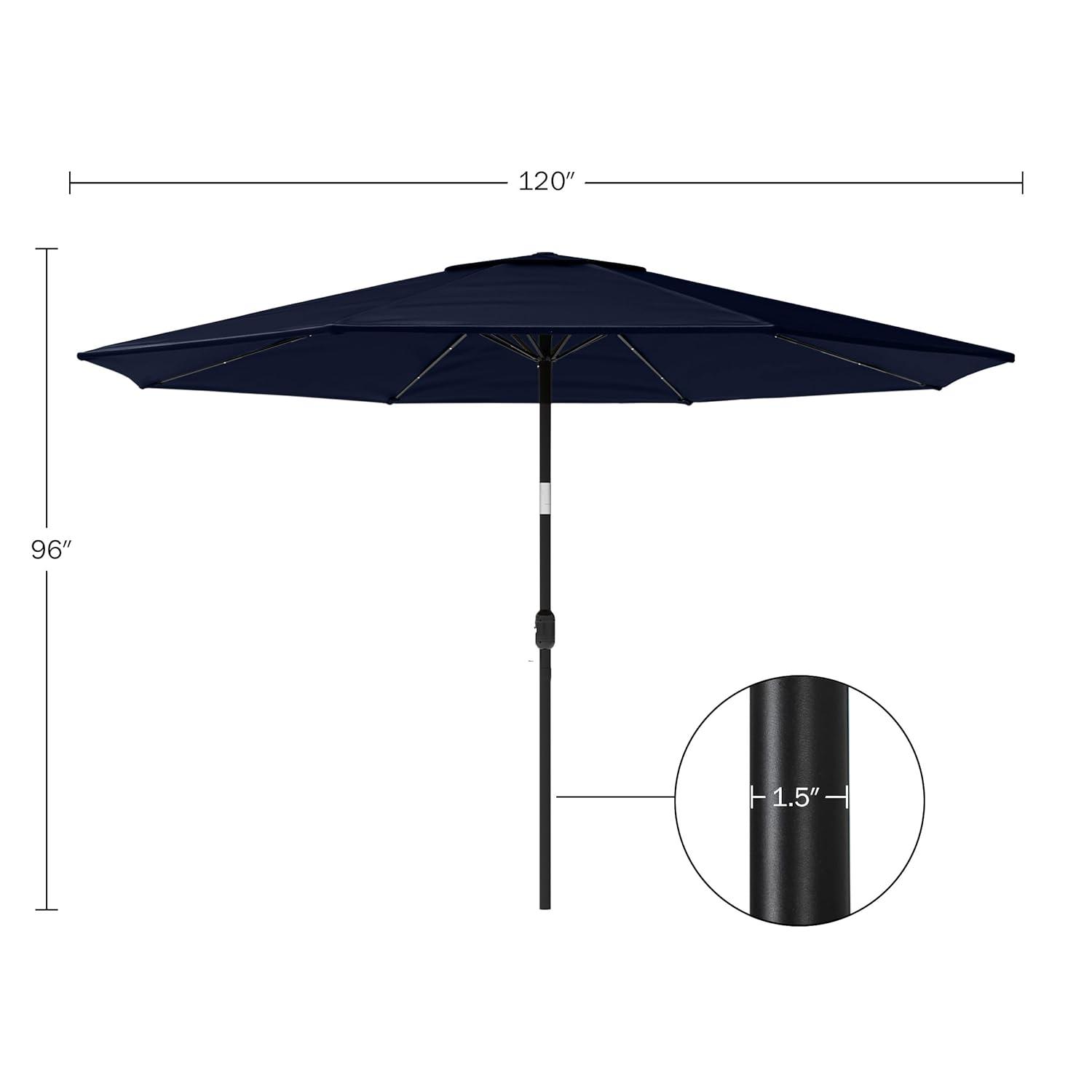 Pure Garden 10' Octagon Outdoor Patio Market Umbrella with Lights: UV Protection, Solar LED, Crank Handle, Push-Button Tilt