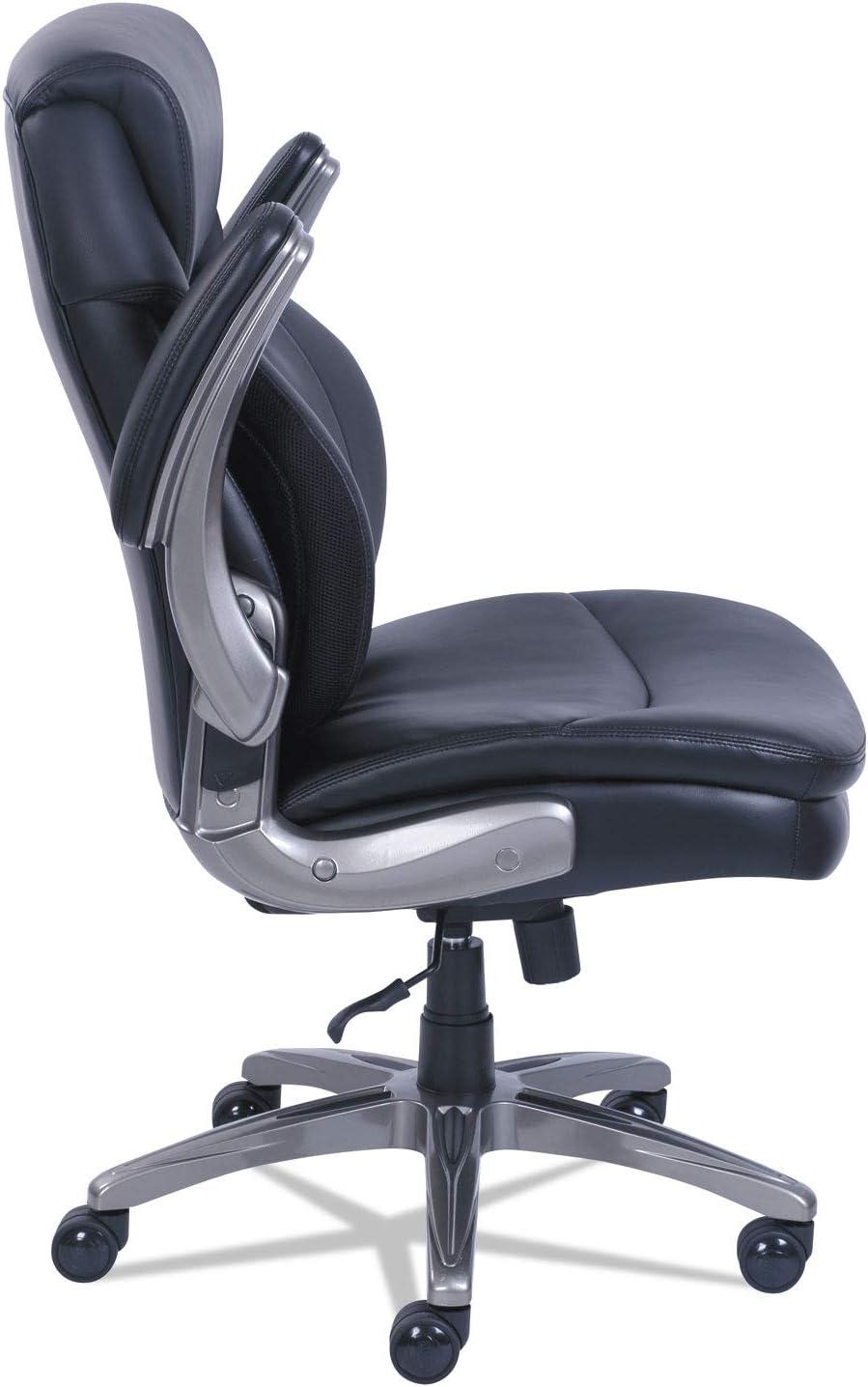 SertaPedic Black Leather Executive Swivel Chair with Adjustable Arms