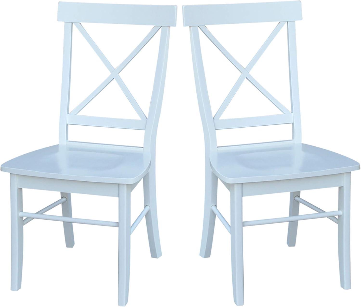 Set of 2 X Back Chairs with Solid Wood Seats Antiqued Almond/Espresso - International Concepts: Hardwood High Back Dining Furniture
