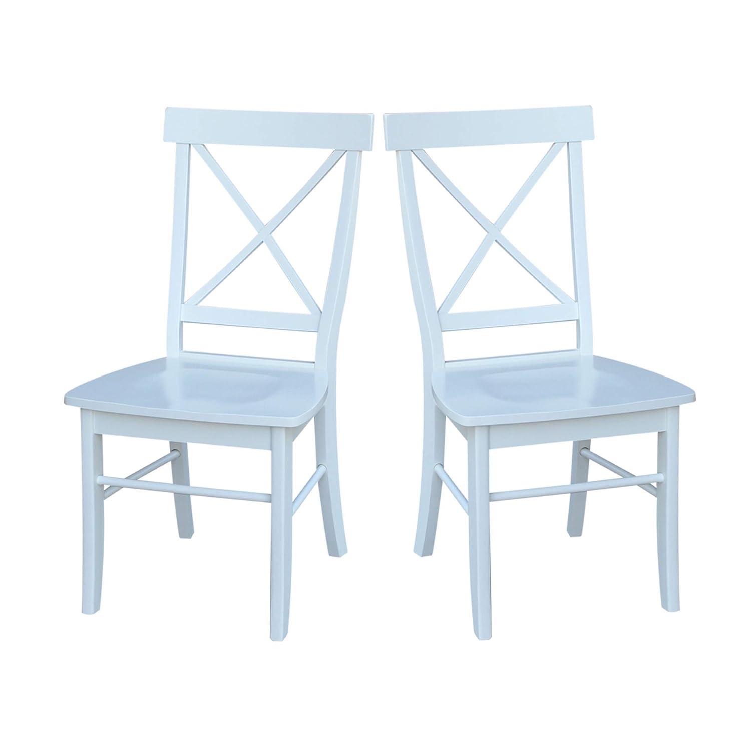 Elegant White Parawood High Cross Back Chair, Set of 2