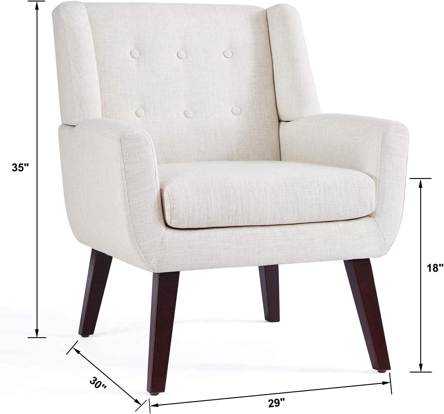 HUIMO Modern Linen Upholstered Armchair Tufted Accent Chair Beige
