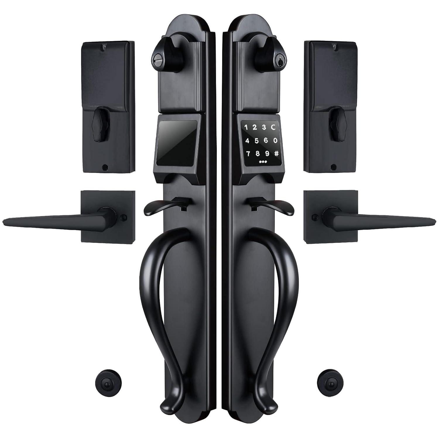 Handleset with Deadbolt and Door and Rosette