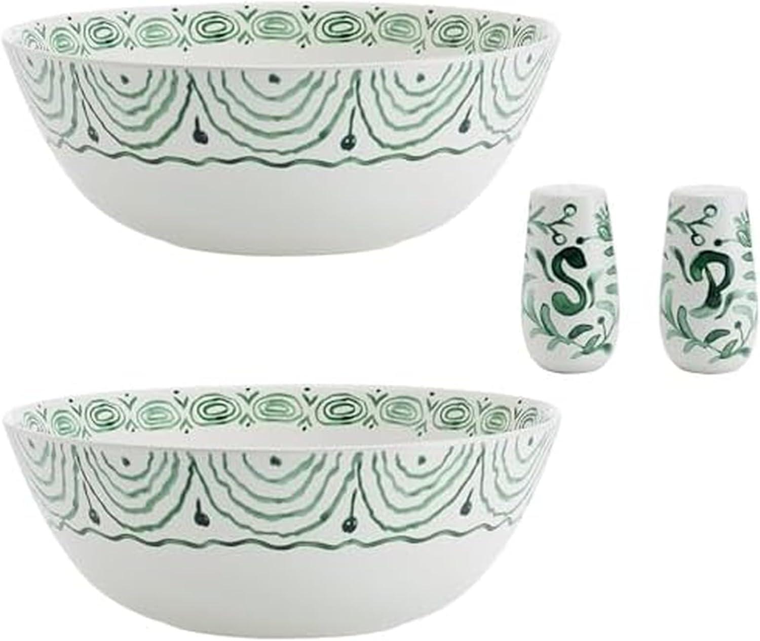 Fitz and Floyd Fitz And Floyd Green Sicily Serve Bowl/Salt & Pepper Set