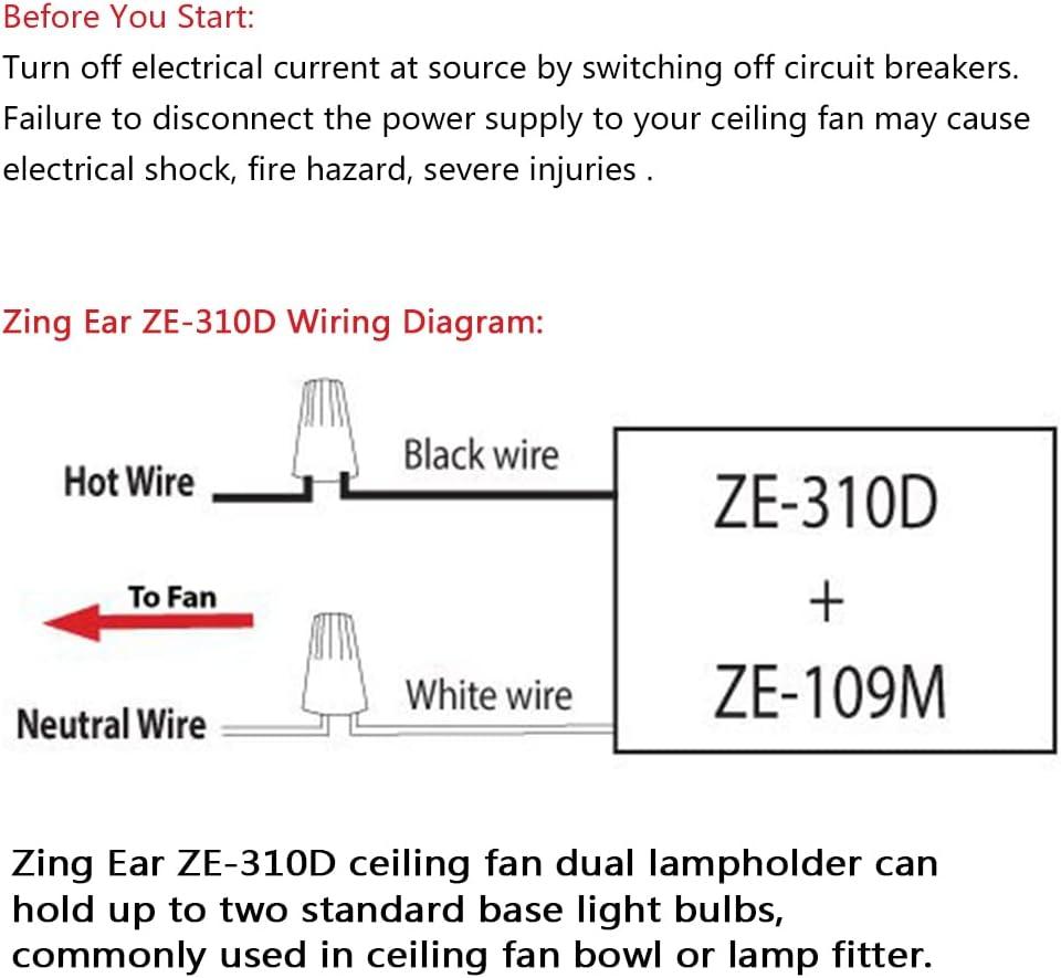 Zing Ear ZE-310D Ceiling Fan Light Replacement Parts, Fan Light Switch Pull Chain Switch for Lamp Holder Socket 660W-Brass