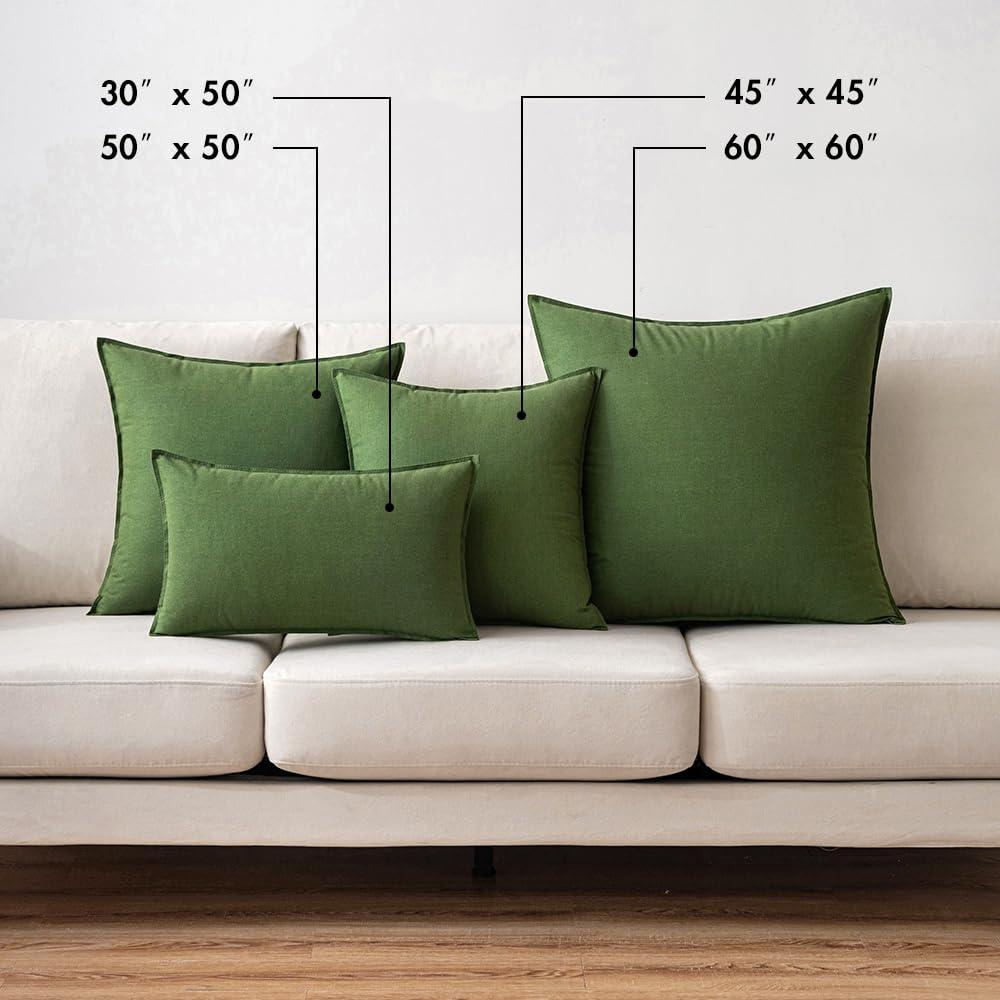 MIULEE Pack of 2 Decorative Linen Pillow Covers 18x18 Inch Olive Green Farmhouse Soild Neutral Throw Pillow Covers Soft Accent Decorative Pillowcases Home Decors for Couch Sofa Bed Living Room
