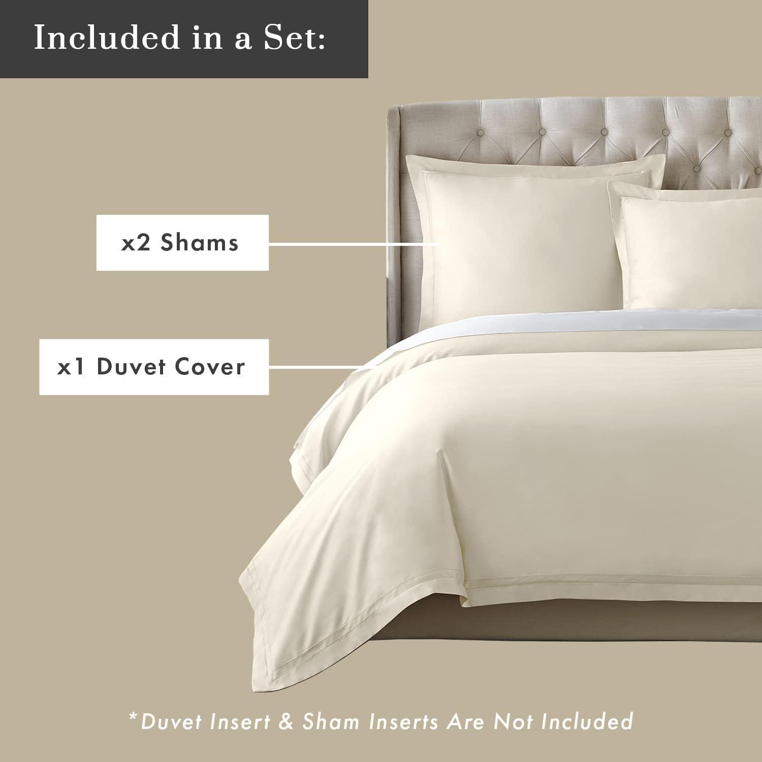 Ivory Queen Egyptian Cotton 3-Piece Duvet Cover Set