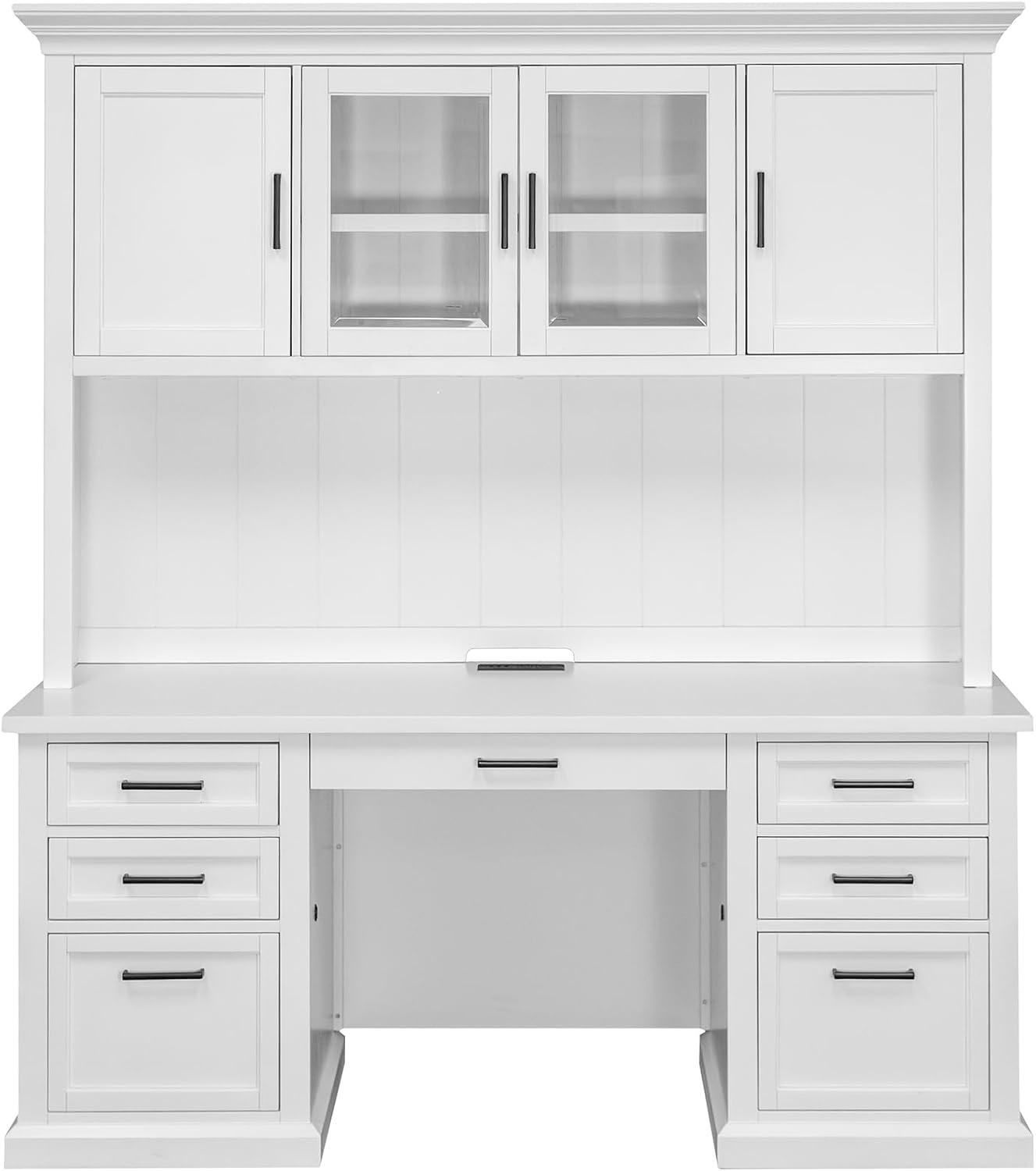 Modern Wood Hutch With Doors Storage Hutch Fully Assembled White