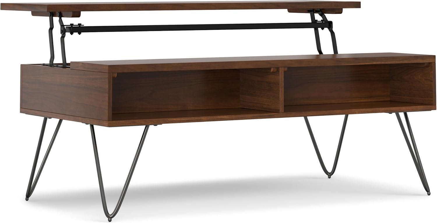 Walnut and Black Lift-Top Coffee Table with Storage