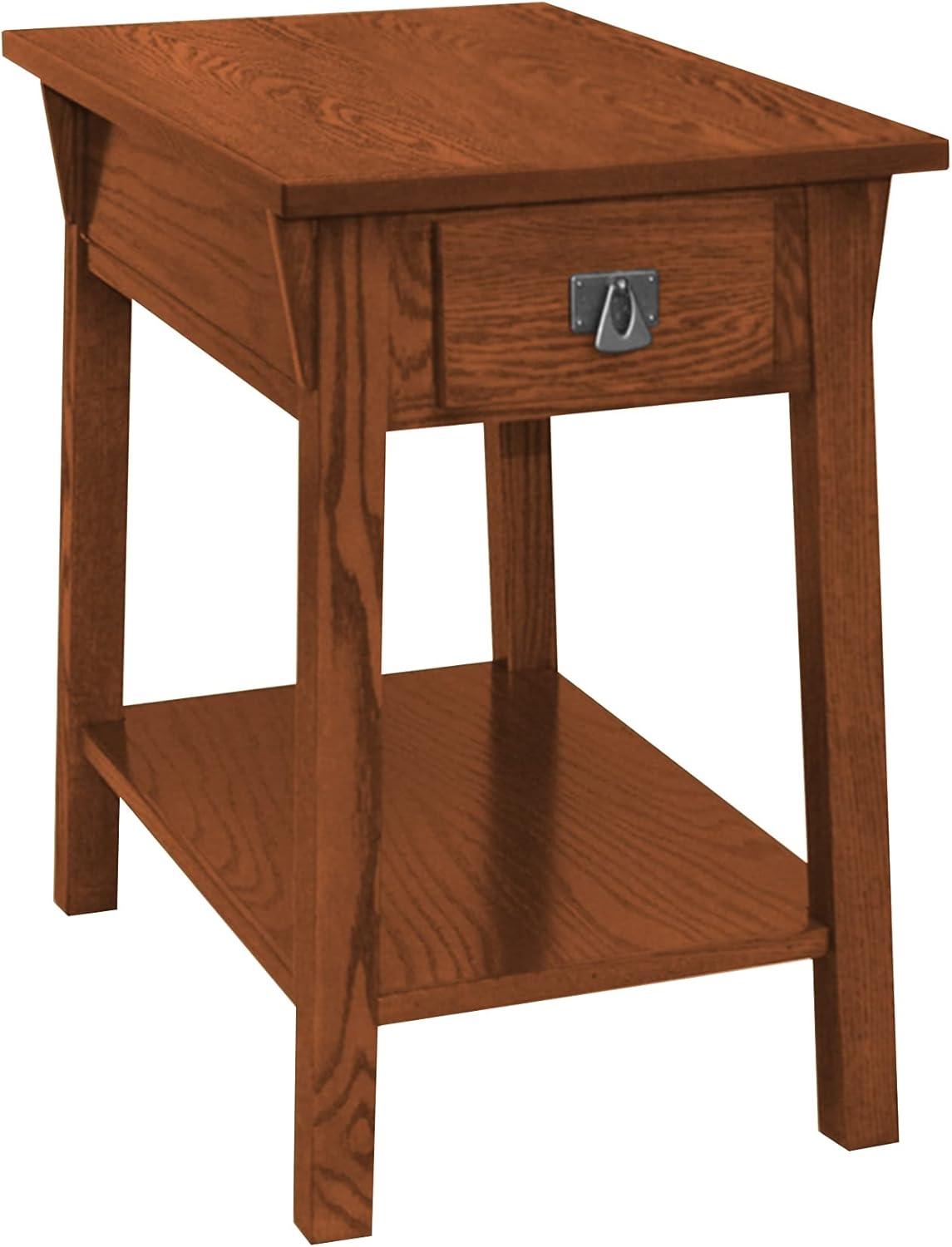 Favorite Finds Mission Chairside Table Russet Finish - Leick Home: Compact, Tiered, with Drawer & Shelf