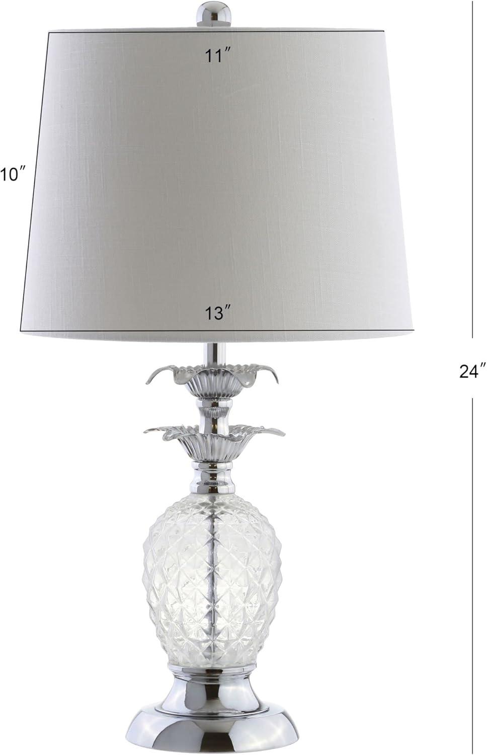 24" Silver Glass Table Lamp with 3-Way Switch