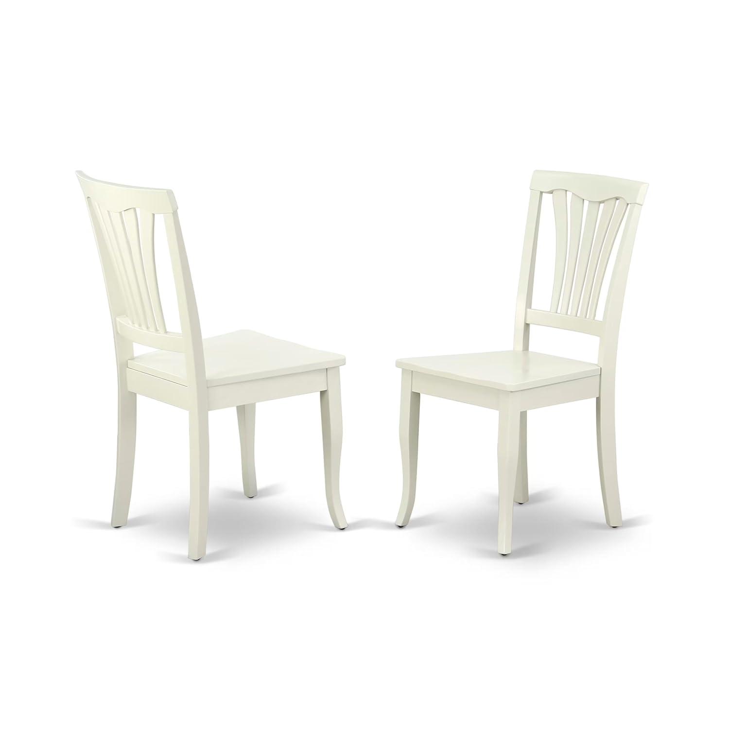 East West Furniture Boston 5-piece Dining Set with Slatted Chairs in Linen White