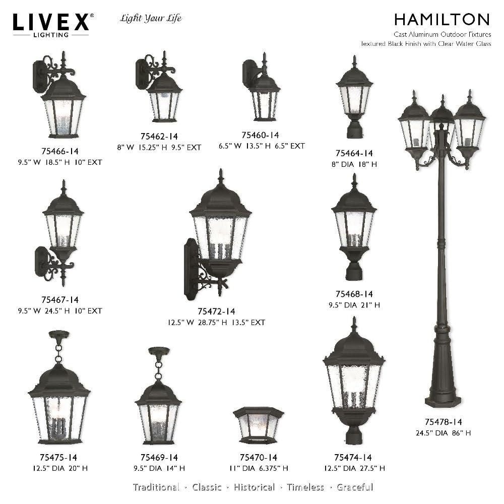 Livex Lighting Hamilton 3 - Light Post Light in  Textured Black