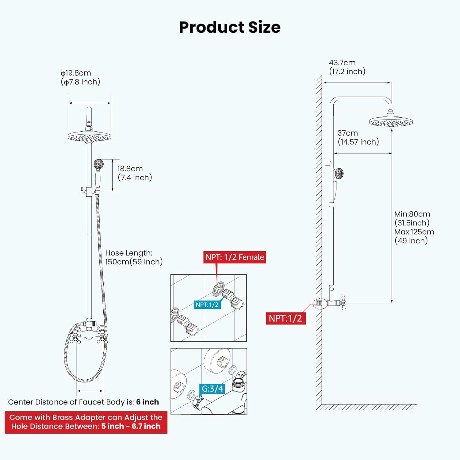 Brushed Nickel Wall Mounted Rainfall Shower Set with Handheld