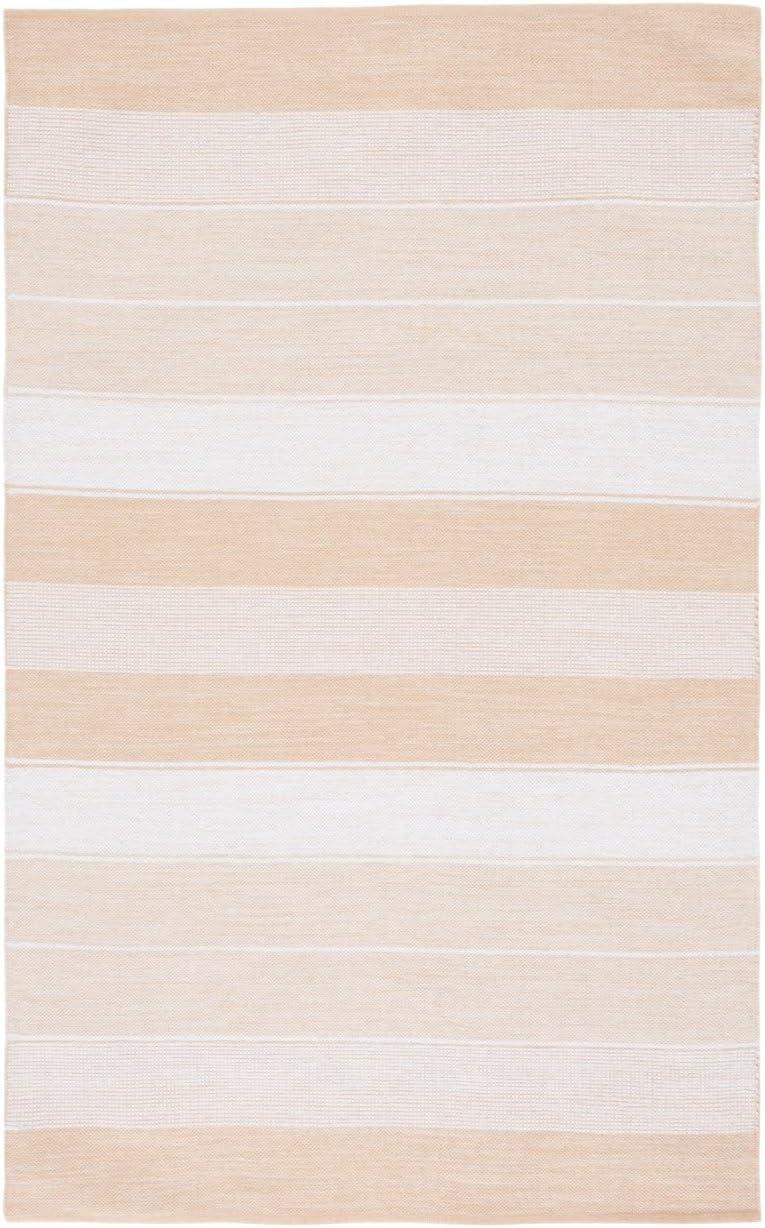 Ivory and Gold Striped Kilim Flat Weave Runner Rug