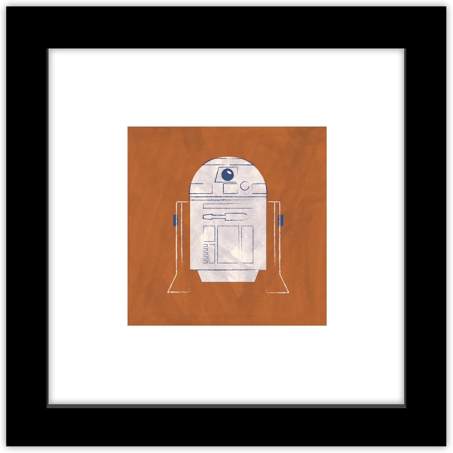 Gallery Pops Star Wars: Saga - Neutral Abstract R2-D2 Wall Art, Black Framed Version, 12" x 12"