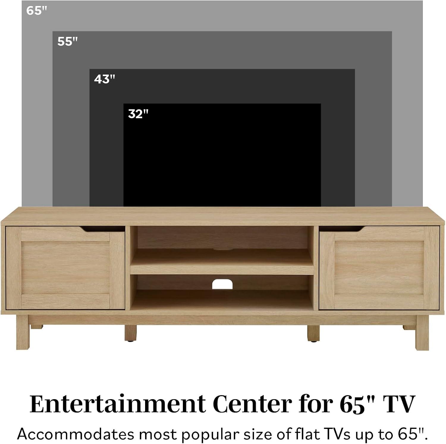 58" 2-Door Wood TV Stand for TVs up to 65 inches - Solid Black