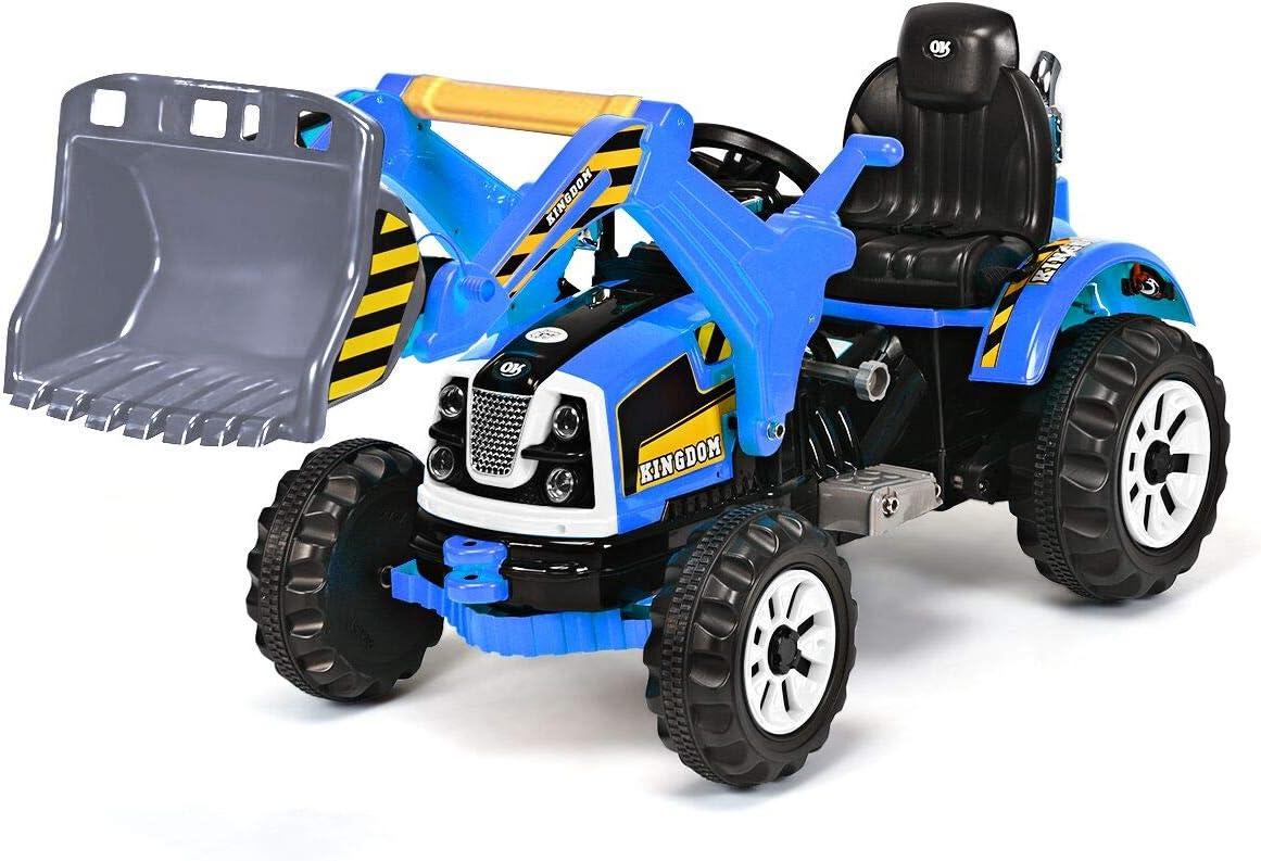 Blue 12V Kids Ride-On Tractor with Front Loader