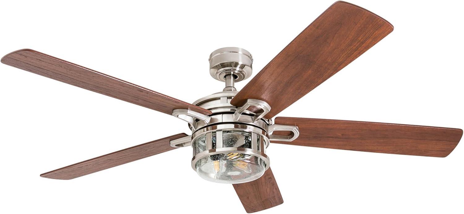 Honeywell Bontera 52" Craftsman Brushed Nickel LED Remote Control Ceiling Fan