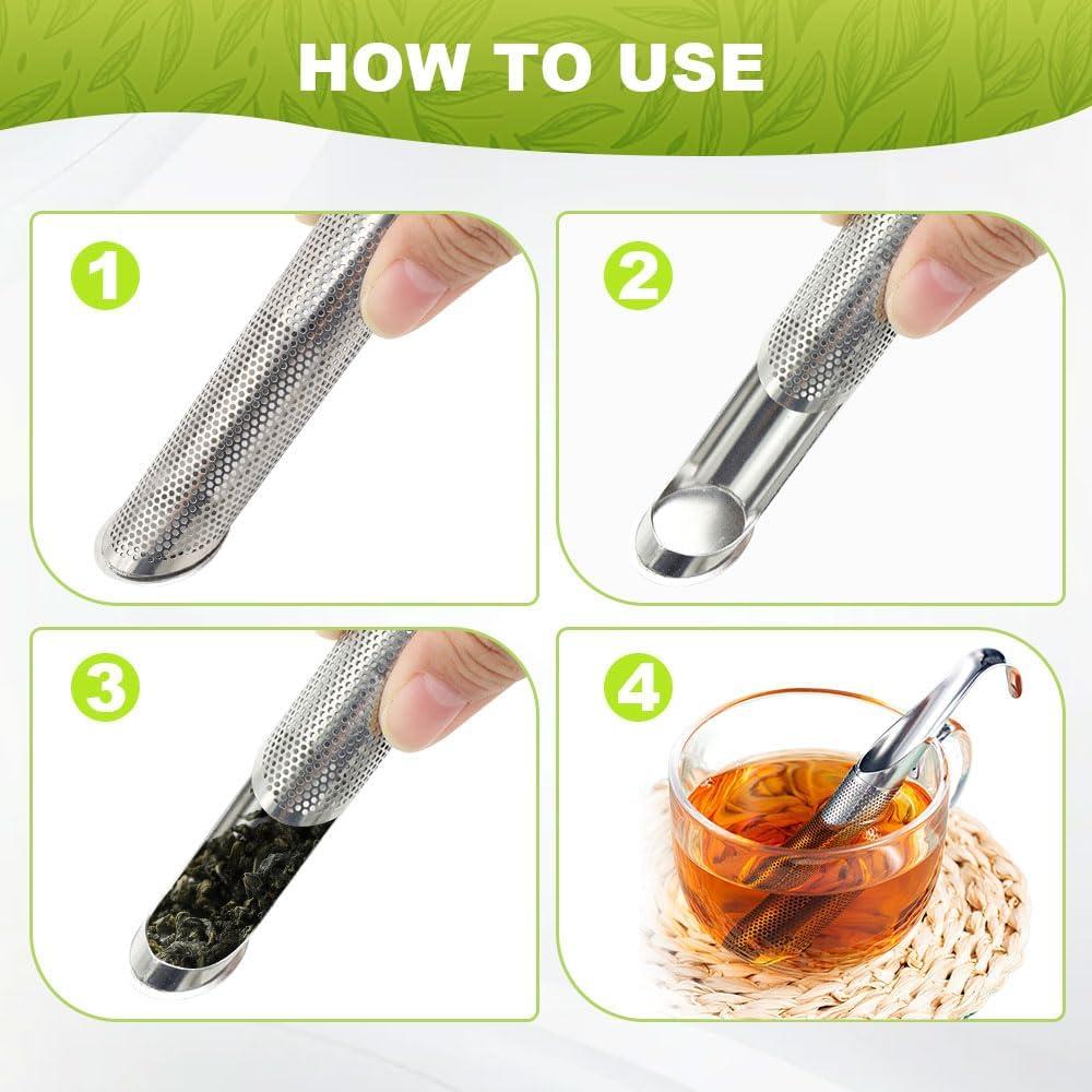 Tea Infuser Set for Loose Leaf Tea - Stainless Steel Filter for Perfect Brewing | 2 Pcs with Cleaning Brush and Tea Leaf Clip | Portable and Convenient | Ideal for Herbal Tea and Spices