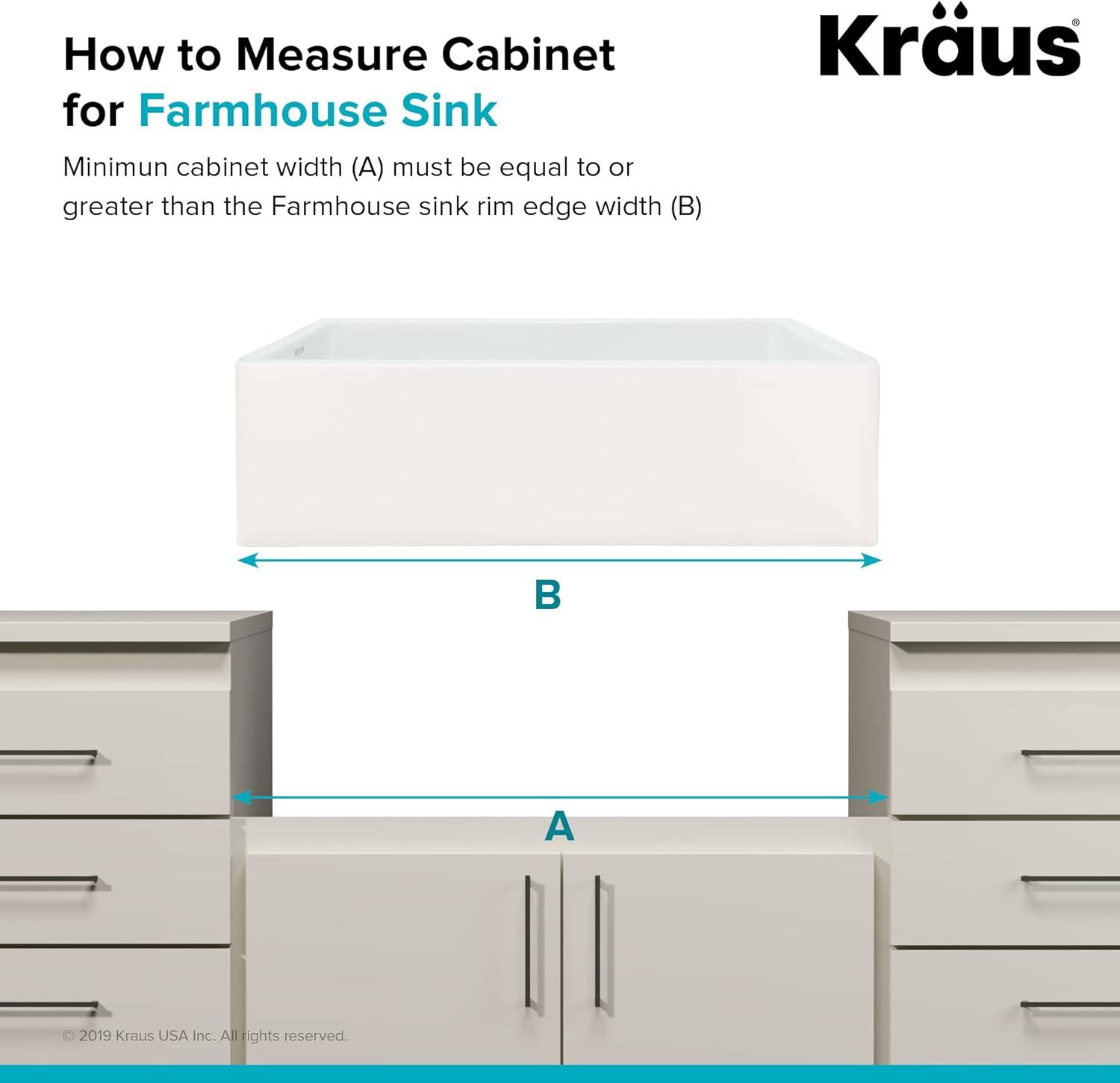 KRAUS Turino™ Reversible 33-inch L Fireclay Farmhouse Flat Apron Front Single Bowl Kitchen Sink with Bottom Grid