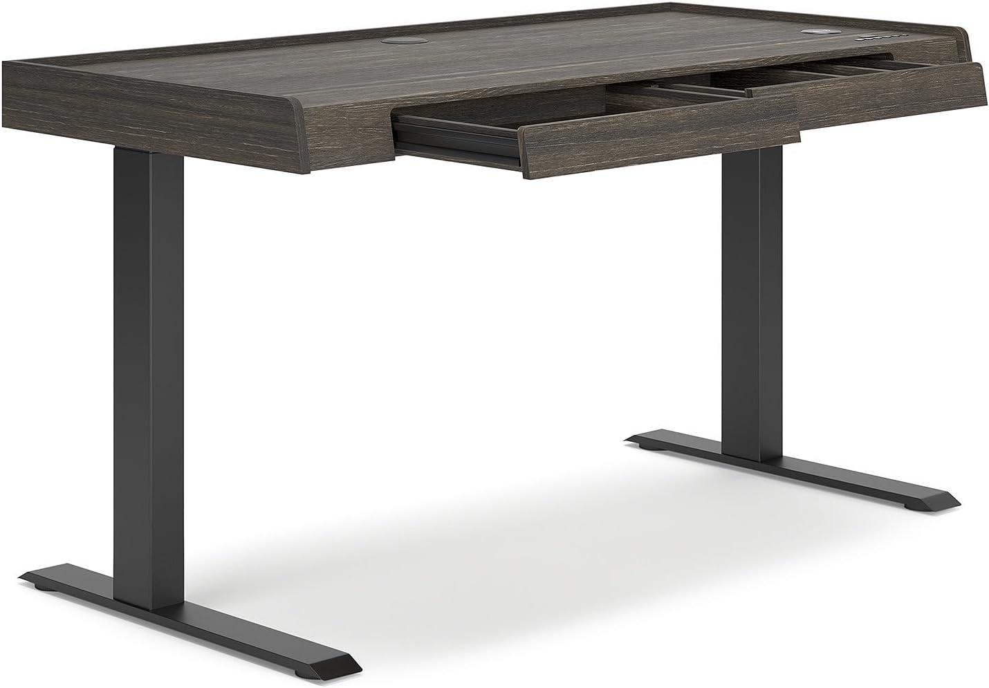 Signature Design by Ashley Contemporary Zendex 55" Adjustable Height Desk, Dark Brown