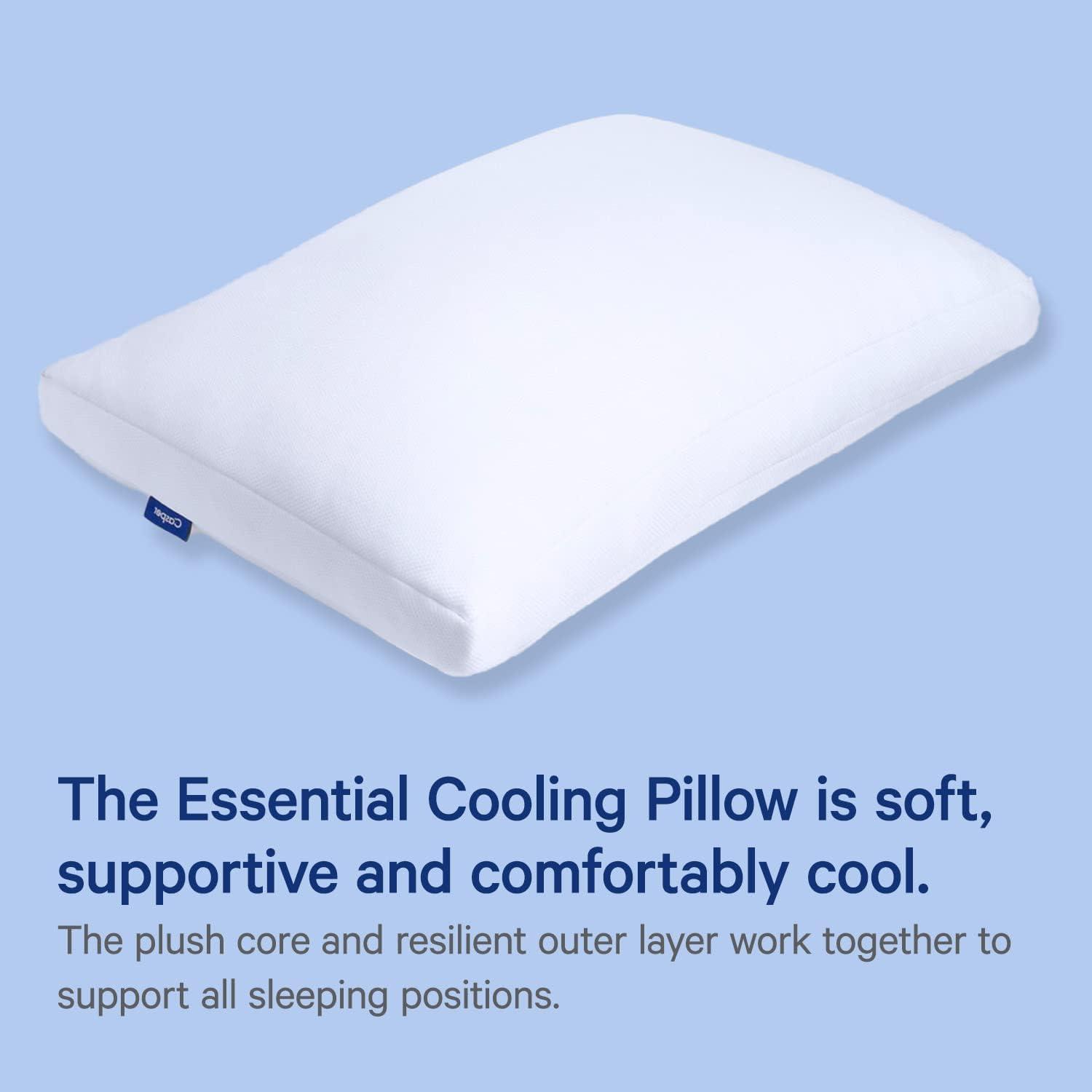 Essential White Polyester Cooling Pillow, Standard Size