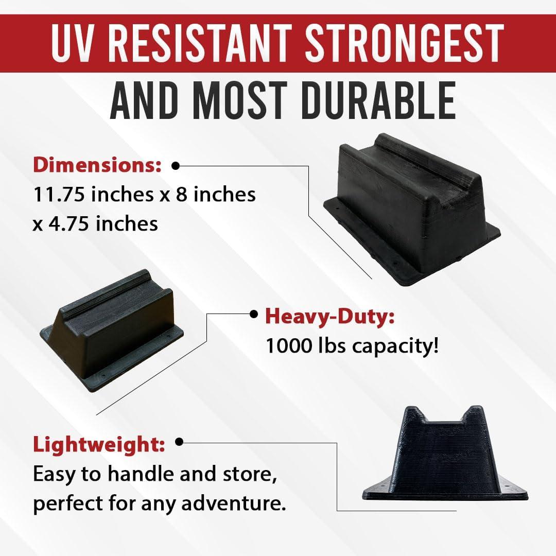 USA Made BULLKE 8-Pack Rooftop Pipe Support – 11.75" x 8" – 1000 lbs Capacity – UV-Resistant, Durable Plastic Blocks – Supports Conduit, PVC, Forge Molded Design
