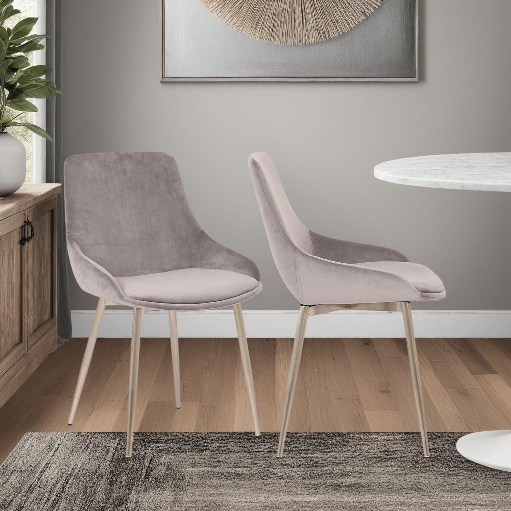 Heidi Velvet Dining Accent Chair Gray - Armen Living: Chrome Legs, Soft Polyester Upholstery, Modern Style