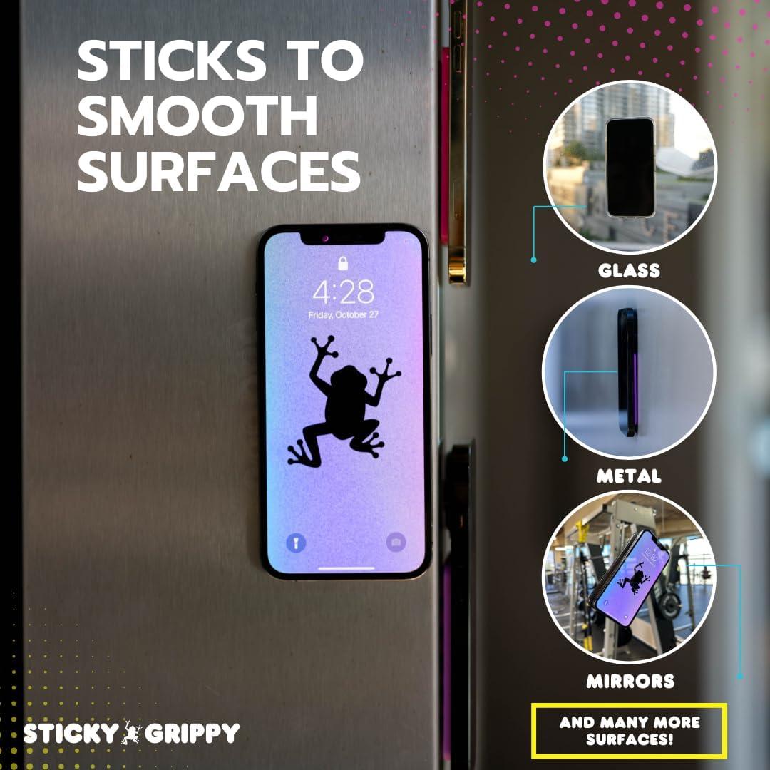 StickyGrippy Suction Mount for Phones, Hands-Free Mirror Holder with Silicone Grip, Compatible with iPhone & Android, White