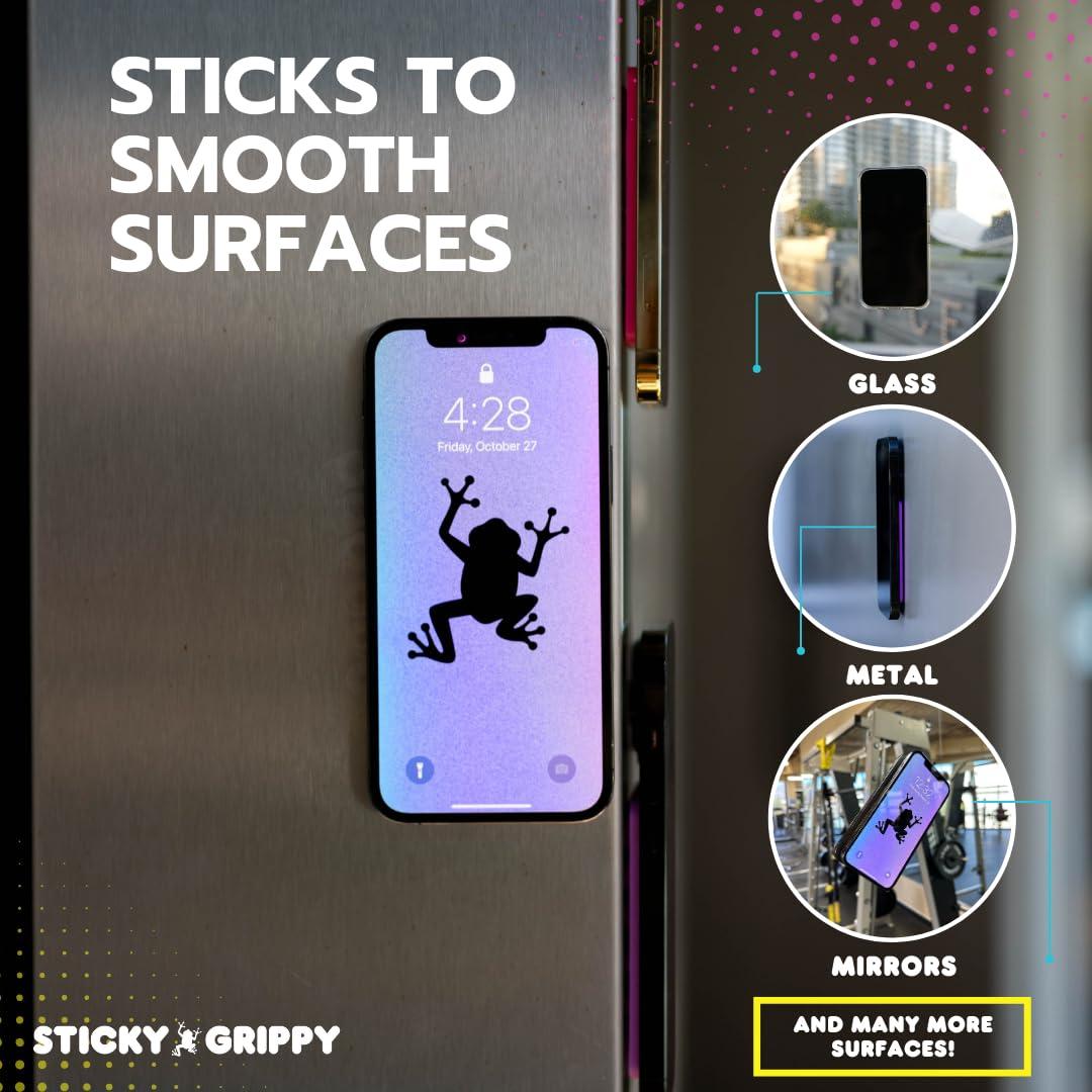 StickyGrippy Suction Mount for Phones, Hands-Free Mirror Holder with Silicone Grip, Compatible with iPhone & Android, White