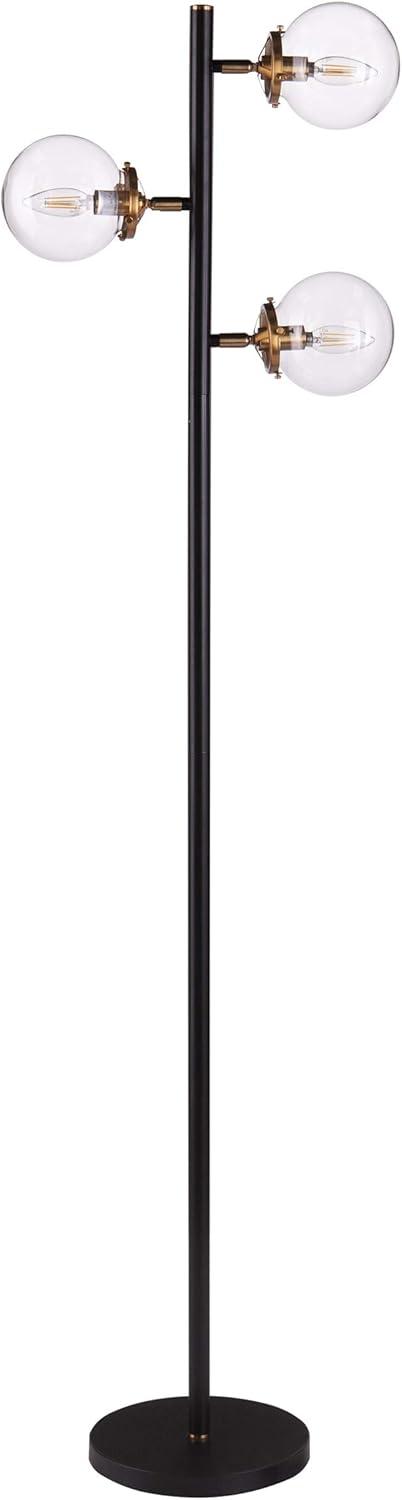 SEI Furniture Boltonly 3-Light Floor Lamp in Black/Gold