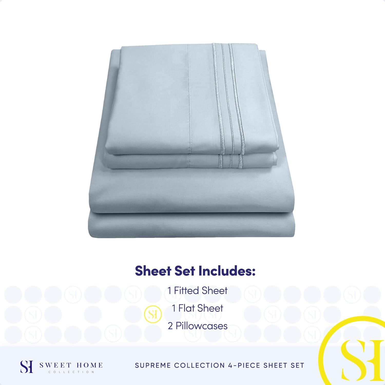 Sweet Home Collection Luxurious Classic Soft Solid 1800 Series Microfiber Sheet Set, Various Colors and Sizes