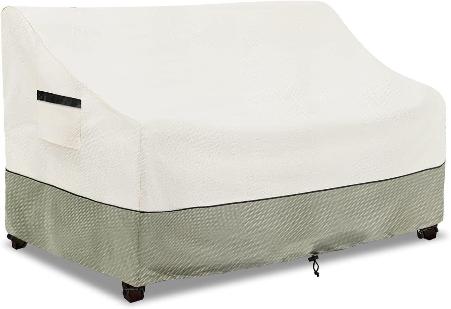 BINO Patio 3-Seater Sofa Cover,Outdoor Couch Cover Fits Up To 76W X 32.5D X 33H Inches,100% Waterproof Heavy Duty Patio Furniture Covers,Beige & Gray-Green