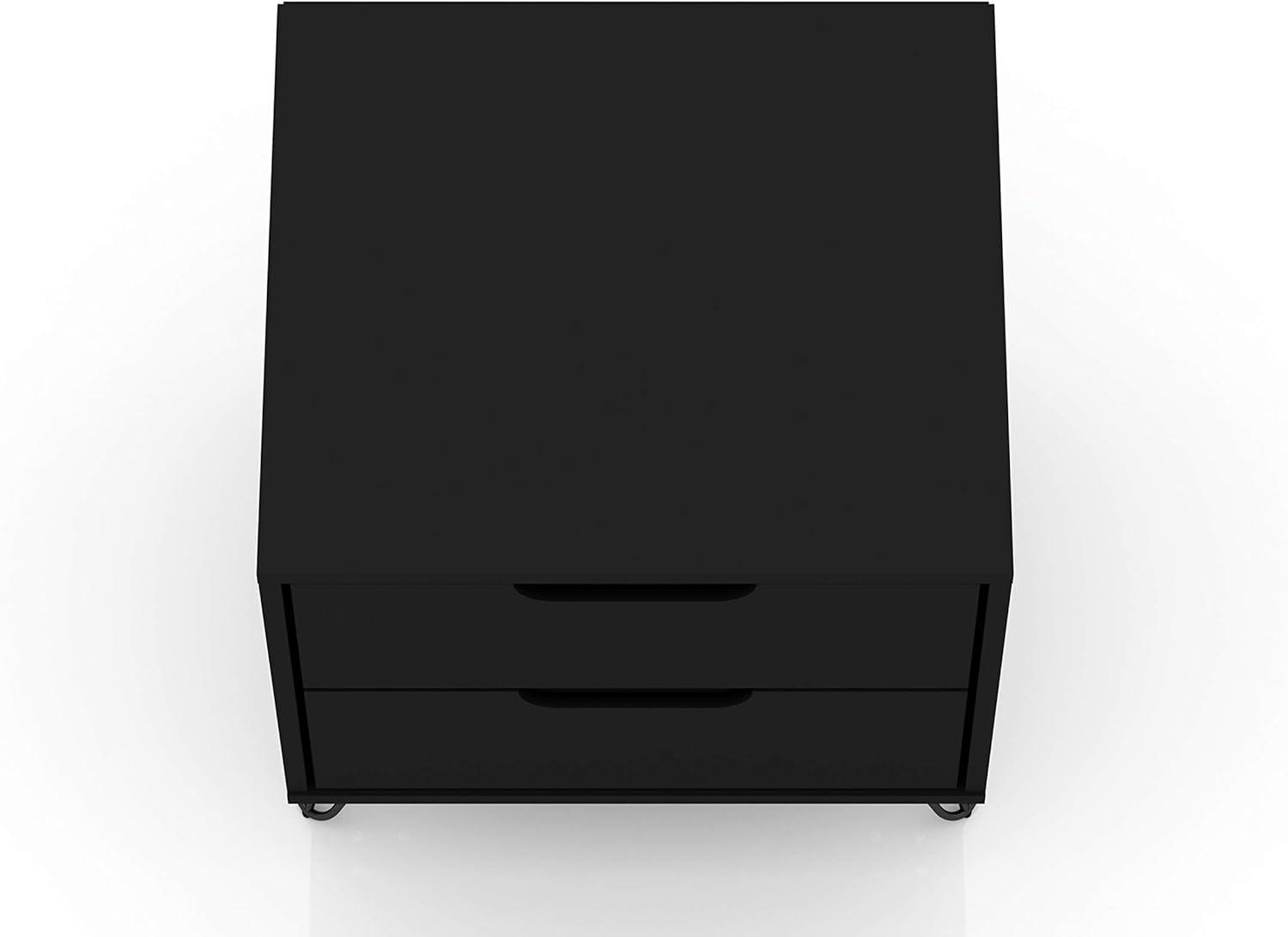 2.0 Rockefeller Nightstand Black - Manhattan Comfort: Modern Bedside Table with Metal Legs & Storage
