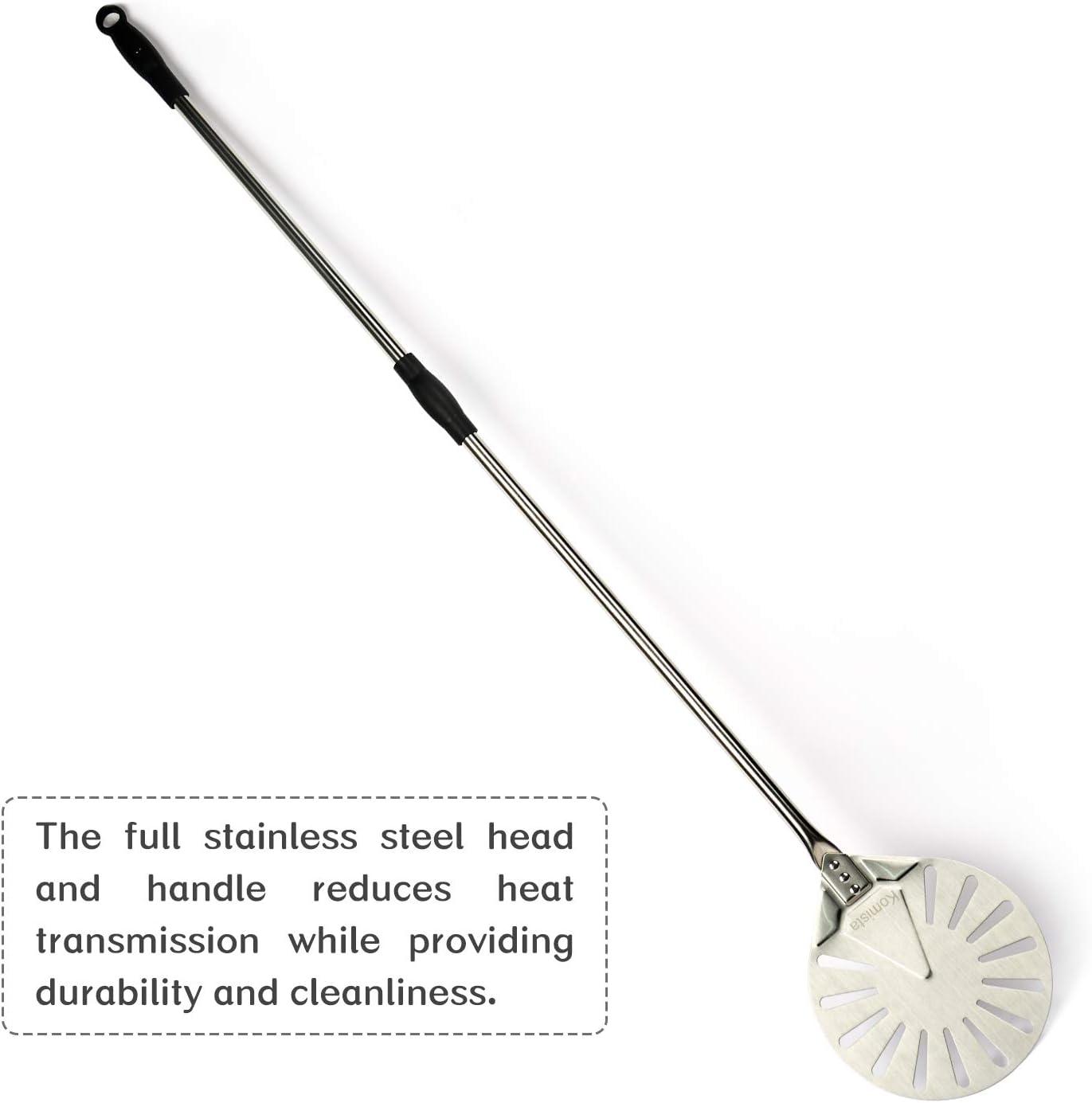 Stainless Steel Round Perforated Pizza Peel with Long Handle