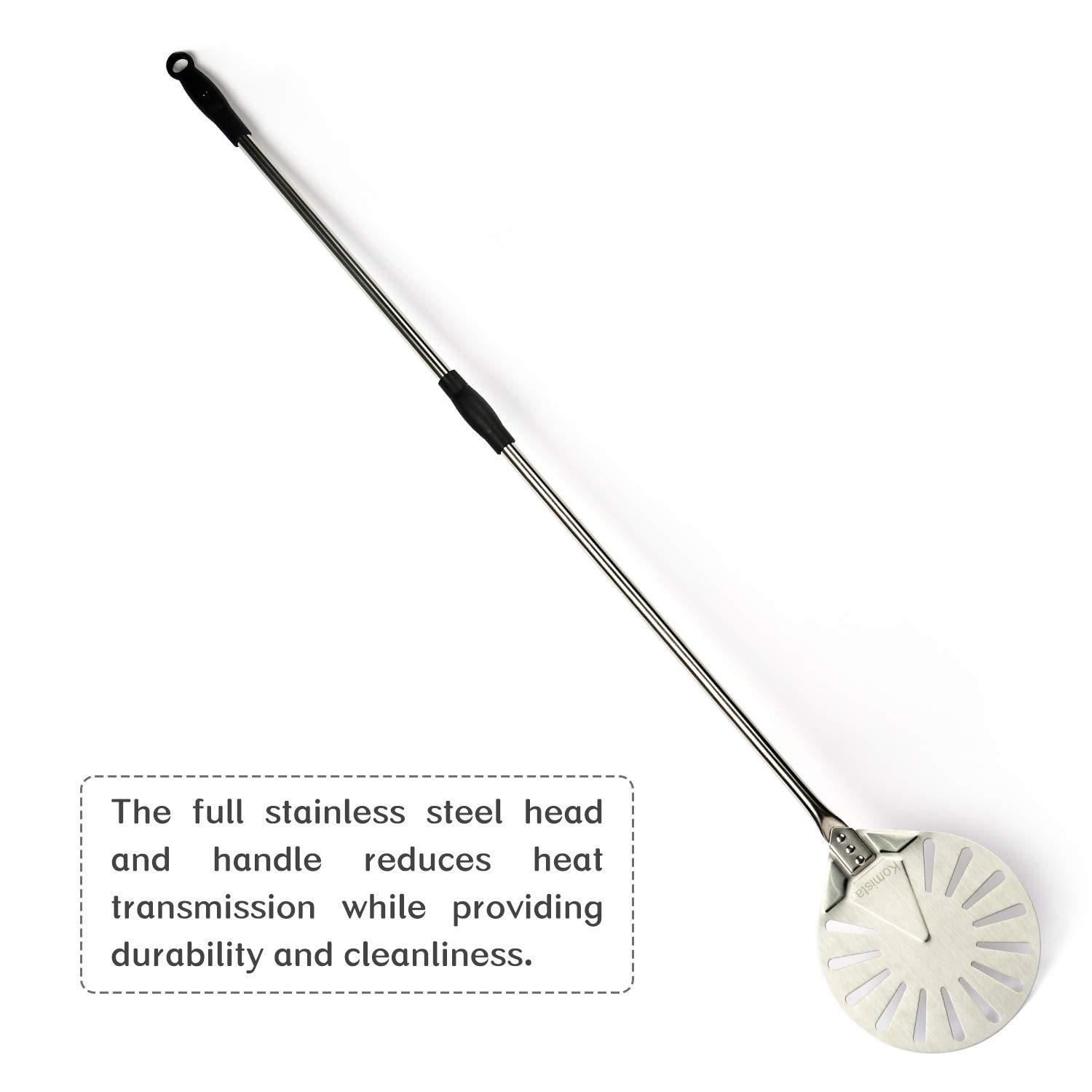 Stainless Steel Round Perforated Pizza Peel with Long Handle
