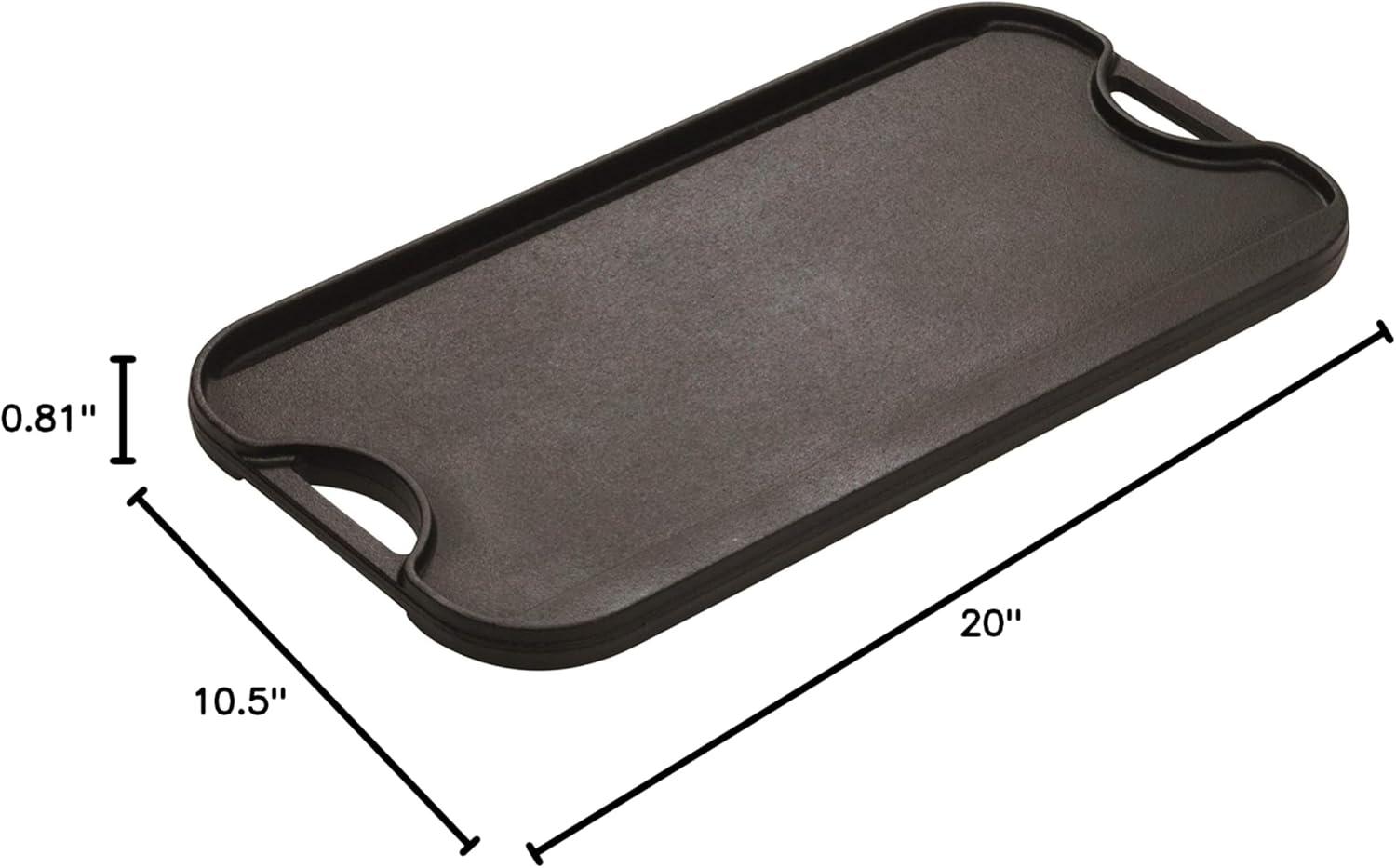 Lodge Black Cast Iron Reversible Grill Griddle, 20 x 10.44 inch