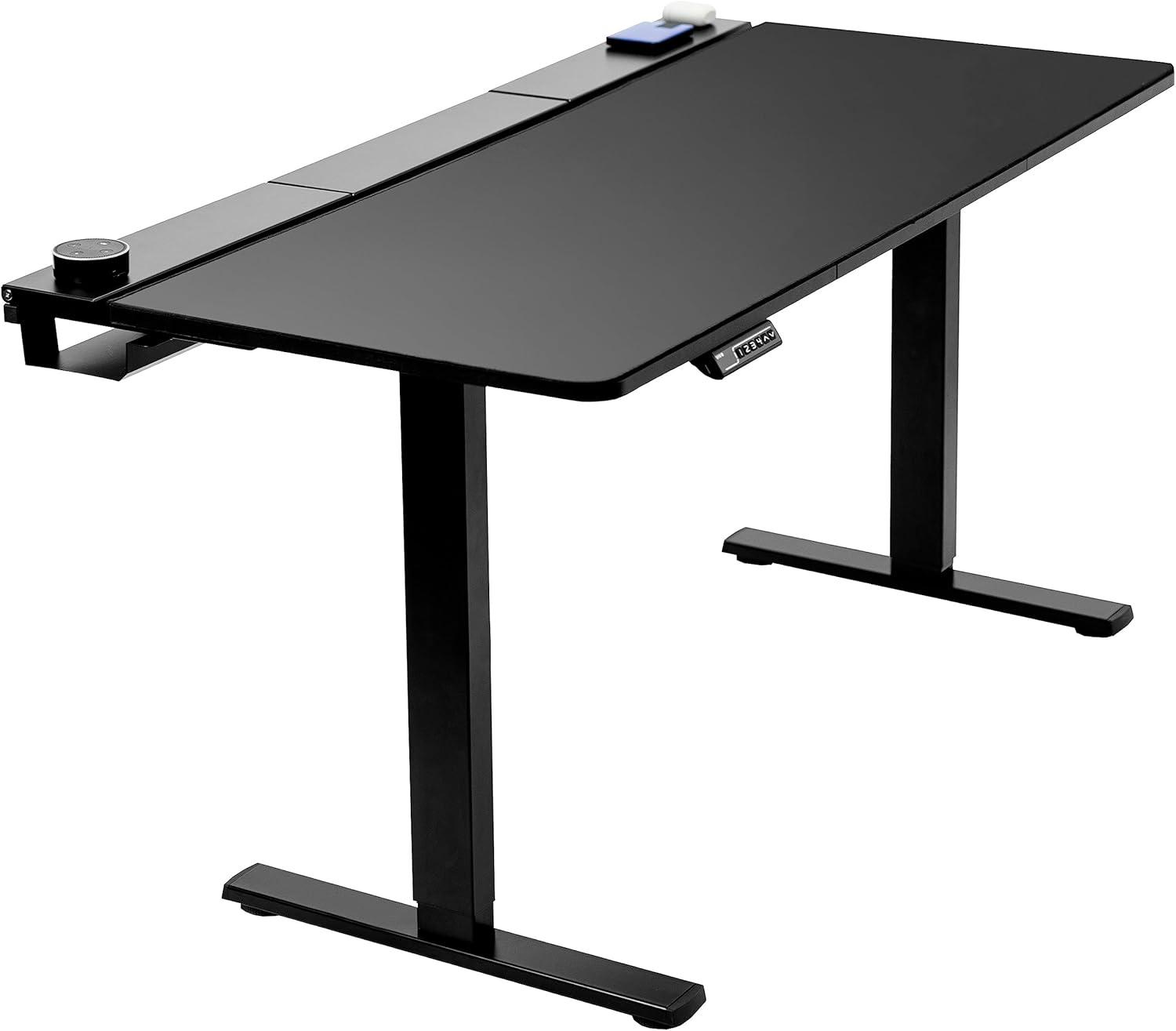 Black Adjustable Height Electric Standing Desk with Cable Management