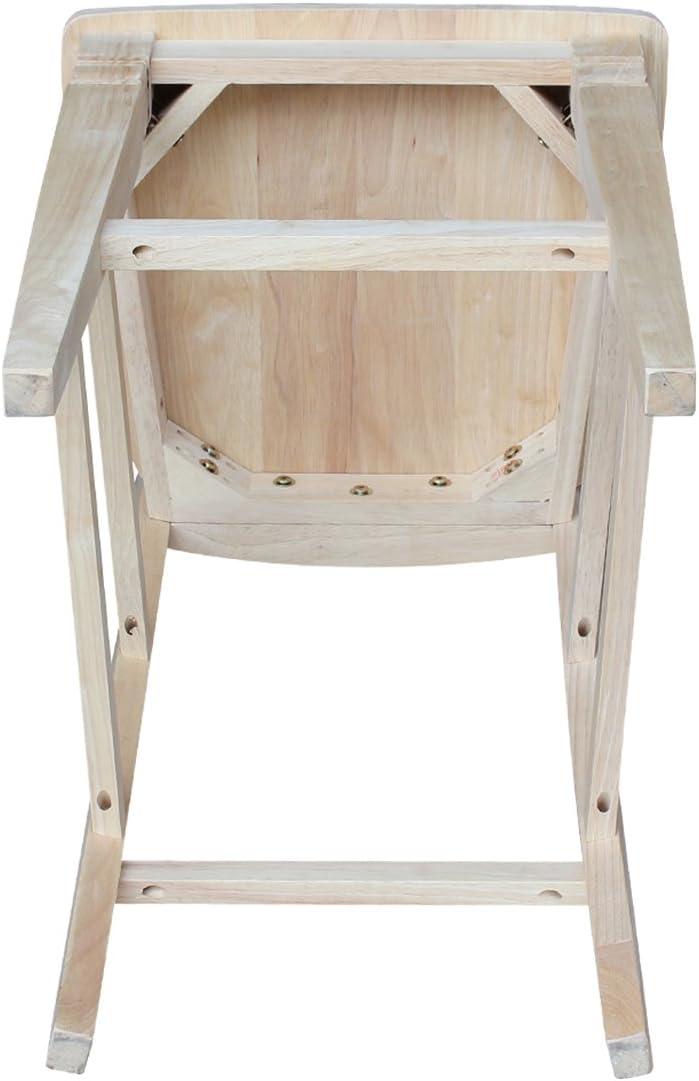 International Concepts Wood Seattle Bar Height Stool - 29.92" Seat Height - Unfinished