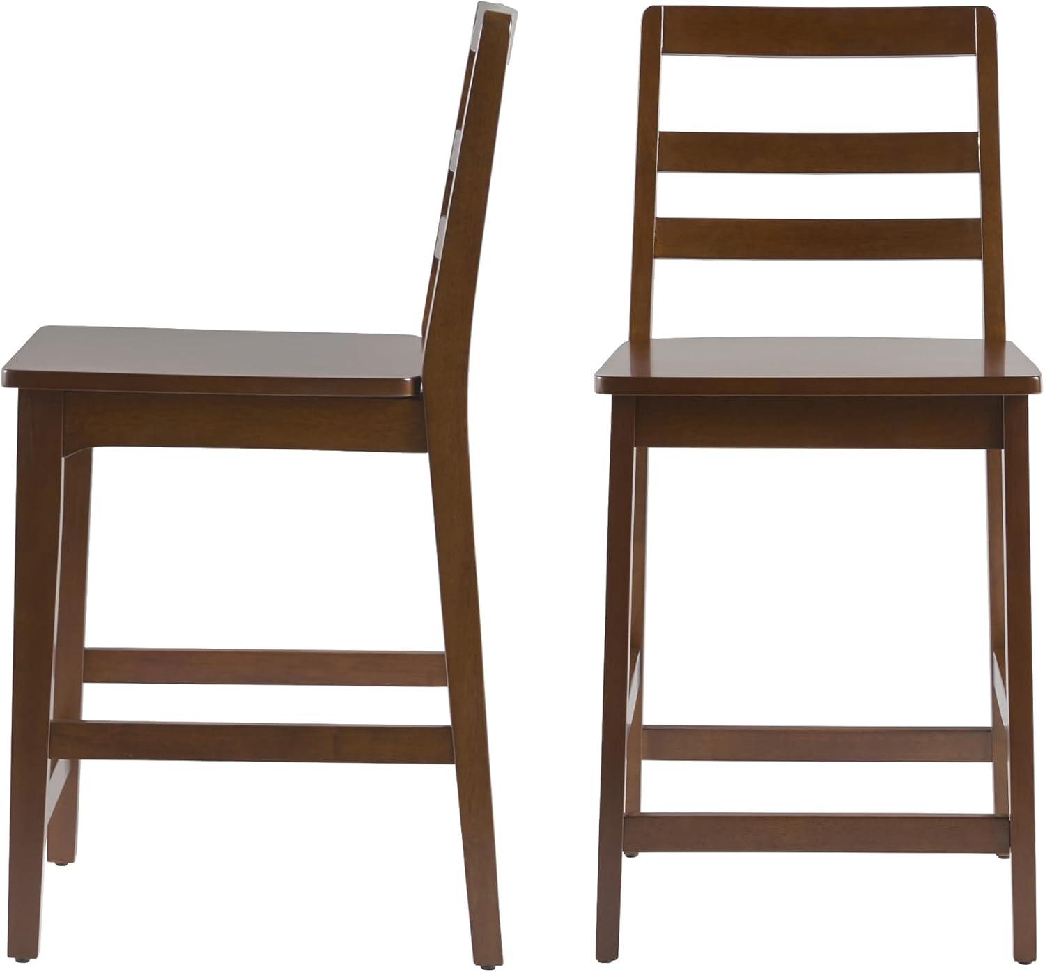 Walker Edison Modern Solid Wood Counter Stool, Set of 2, Walnut