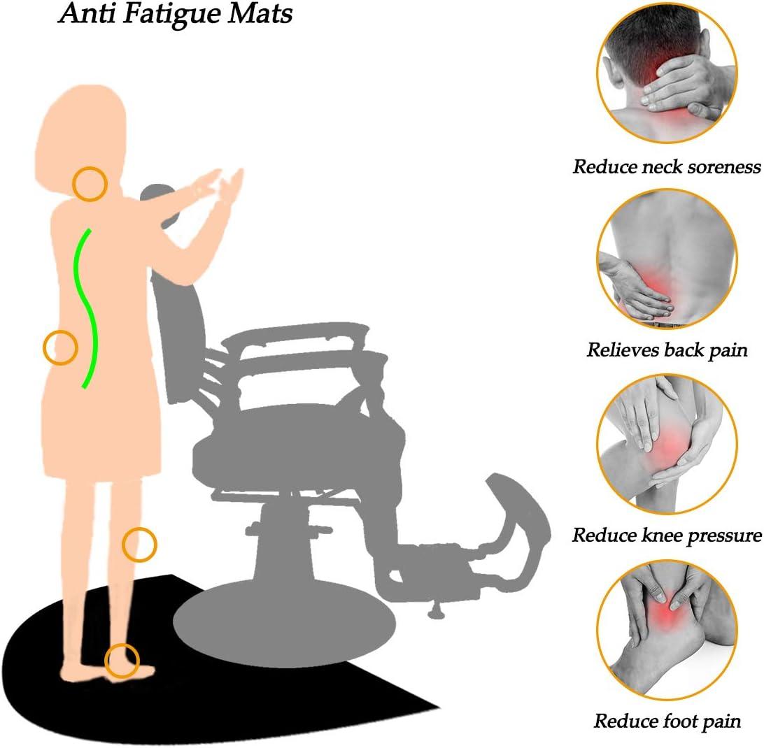 1 Inch Thick Barber Cutting Chair Salon Floor Mats for Beauty Hair Stylist Station Anti Fatigue (Black, 5 Ft × 3 Ft Ellipse)