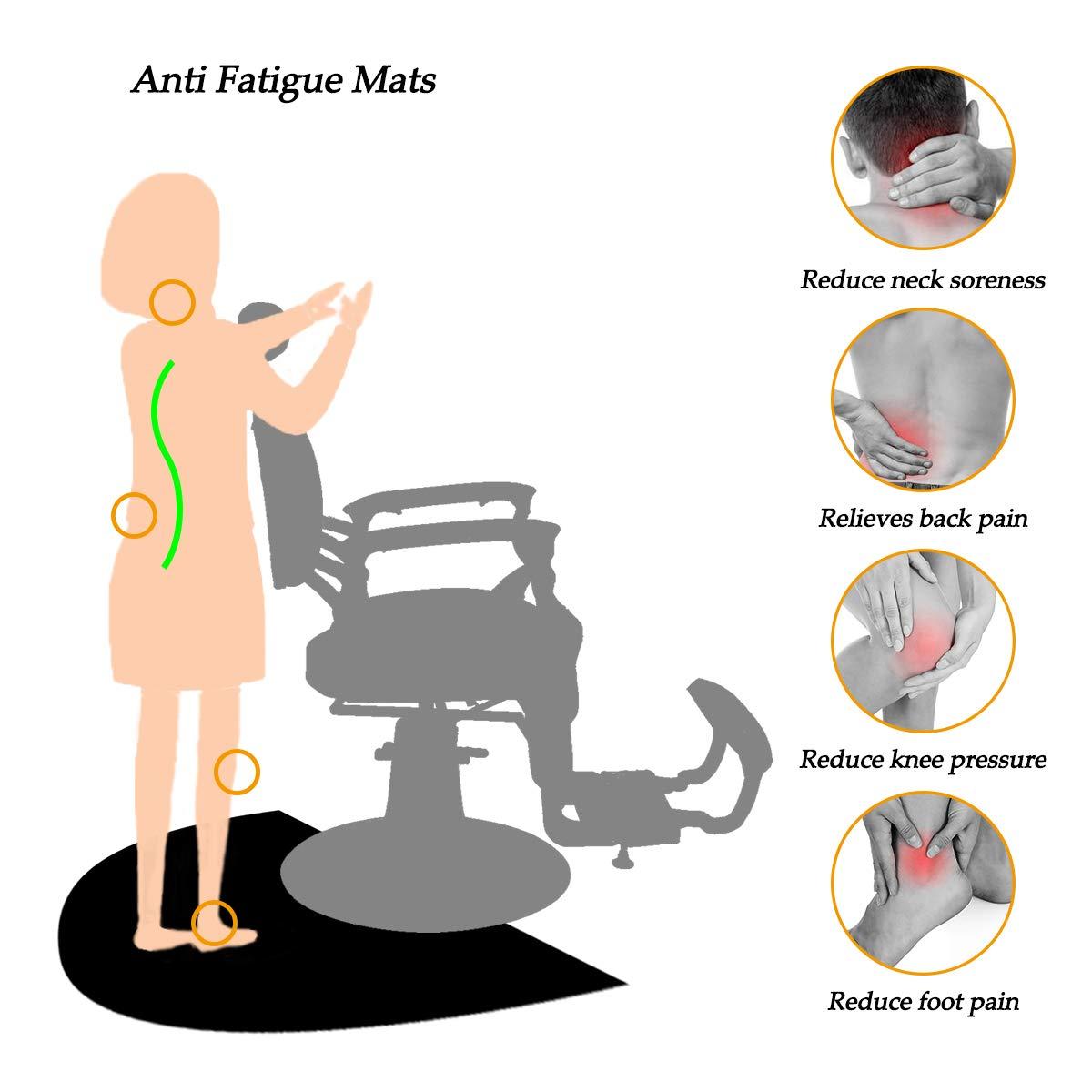 1 Inch Thick Barber Cutting Chair Salon Floor Mats for Beauty Hair Stylist Station Anti Fatigue (Black, 5 Ft × 3 Ft Ellipse)