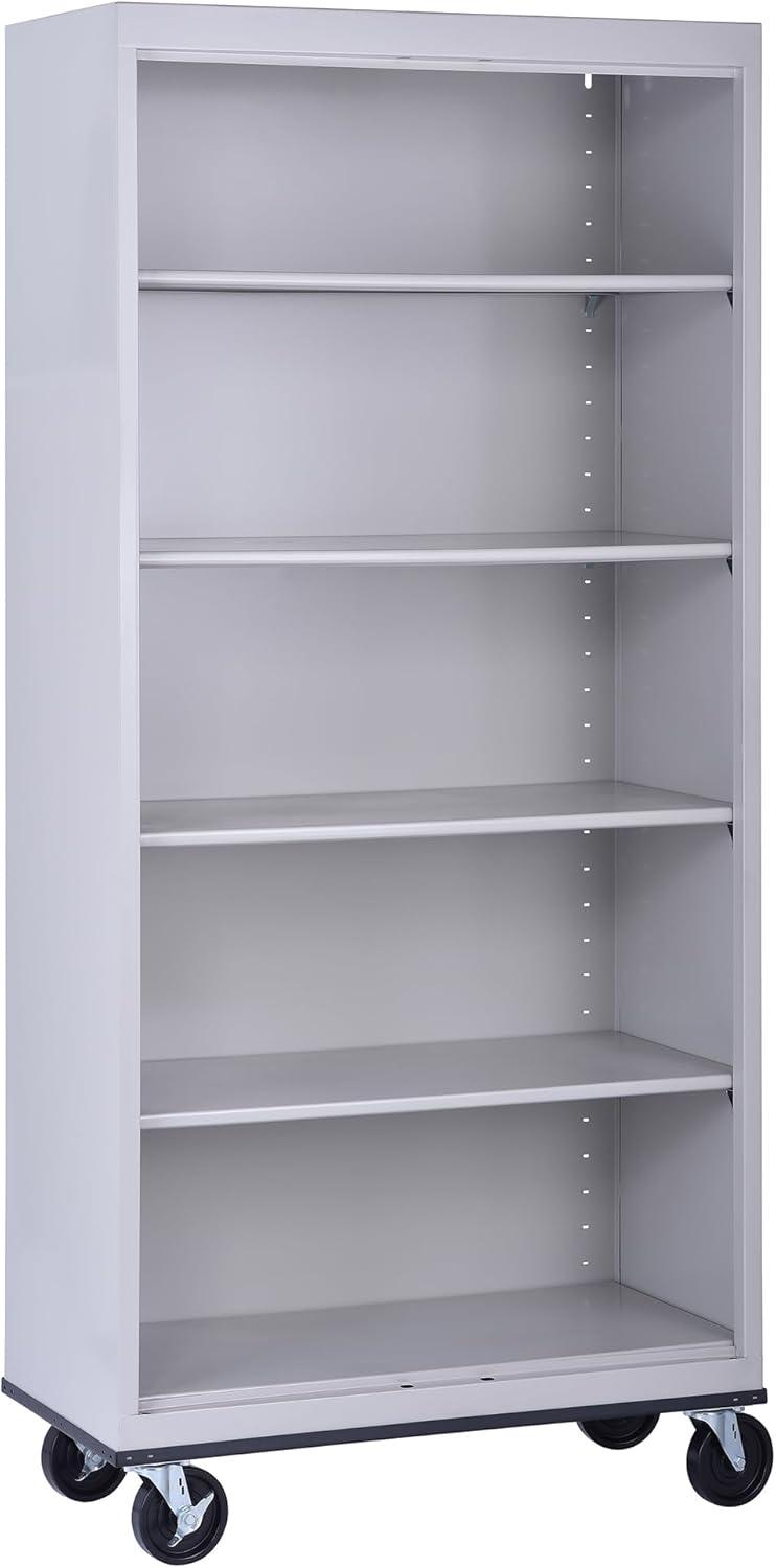 Sandusky Lee 36" W x 18" D x 78" H Steel Mobile Bookcase with 4 Adjustable Shelves by Sandusky